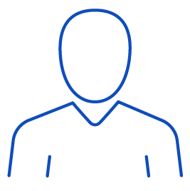 a blue outline of a person