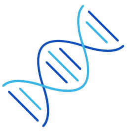 a blue dna strand on a black background